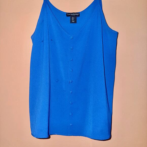 Cynthia Rowley Women's Blue Button Down Sleeveless Blouse - Size Large - Picture 6 of 6